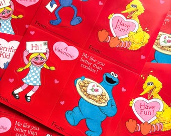 80’s Rare Sesame Street Valentine’s Day Sticker Card Set - 4 Cards