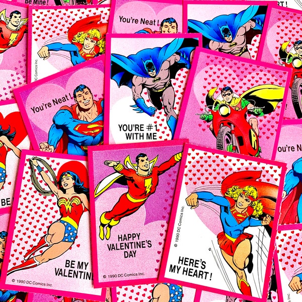 90’s Rare Mystery DC Comics Super Heroes Valentine’s Day Card Packs - 5 Cards