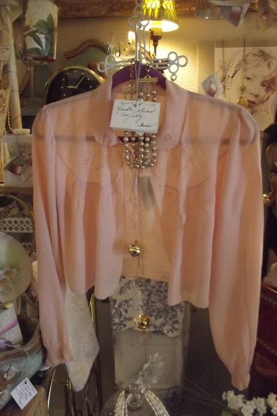Old 1930s French bed jacket, silk