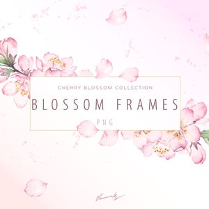 Watercolor Cherry Blossom Frames Pink Flowers PNG Clipart Sakura Floral Spring Wreaths PNG Girls