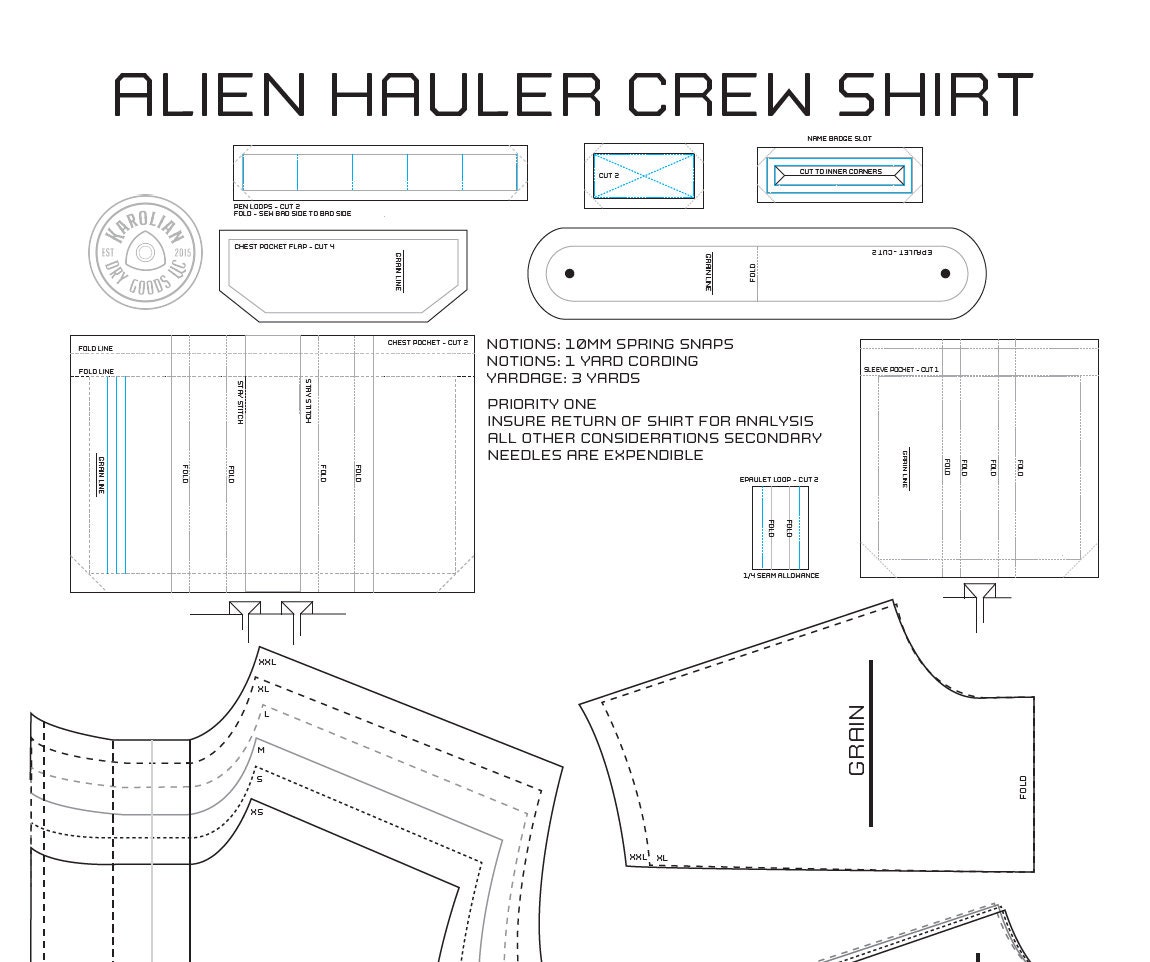 Alien Inspired Nostromo Crew Uniform Shirt Pattern - Etsy