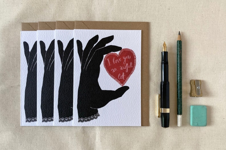Greetings Card, 'Love You a Lot' Pack of 4