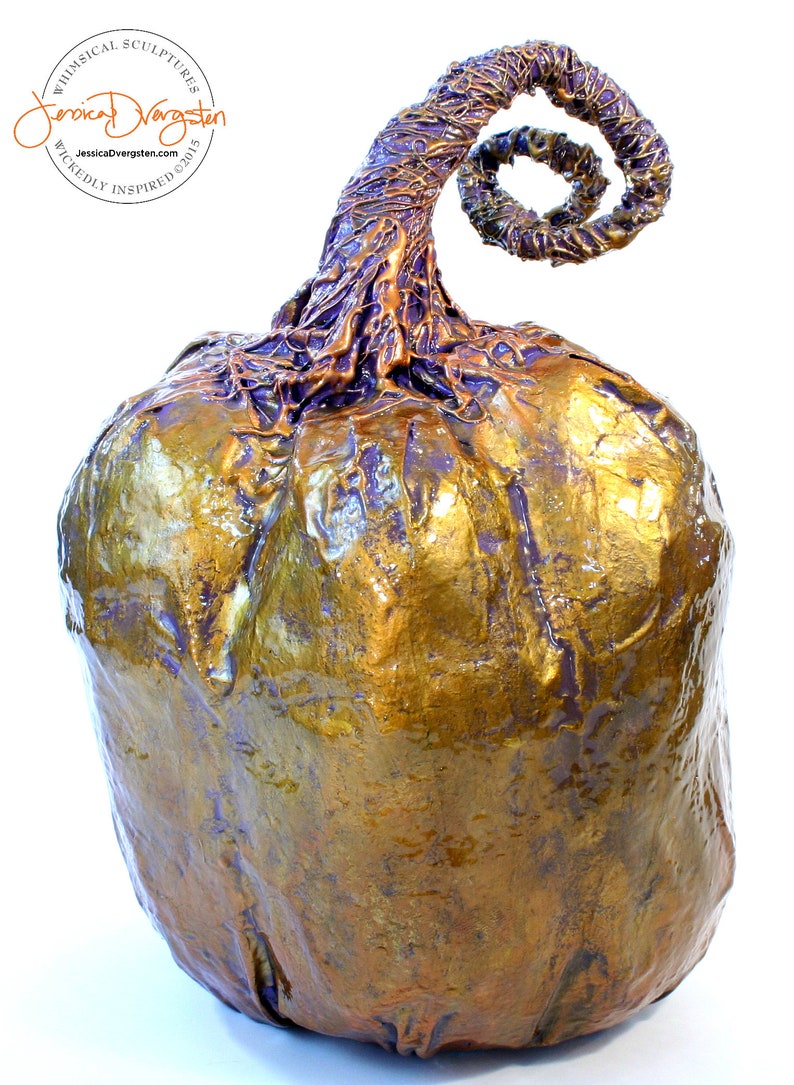 Paper Mache Gold and Copper and Purple Halloween Decoration by Etsy
