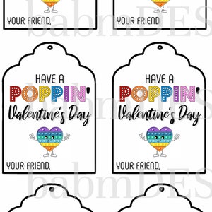 Valentine Printable Gift Tags, Pop It Gift Tags, Poppin&#39; Valentines Day, Valentine Gift Tag