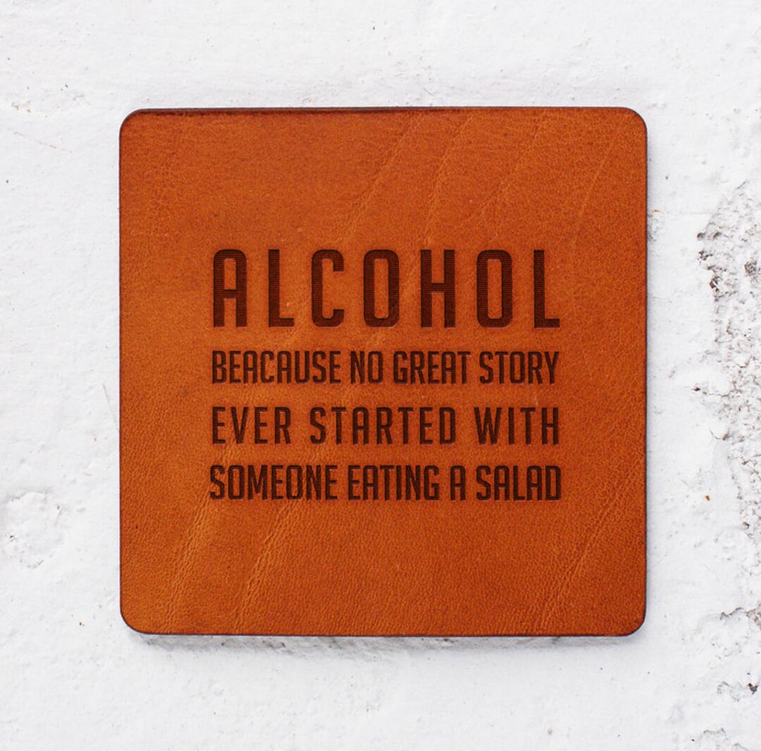 Alcohol Bff Gift Funny Gifts Wedding Bar Leather Coasters Etsy