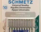 10 Schmetz Chrome Universal Sewing Machine Needles, 70/10