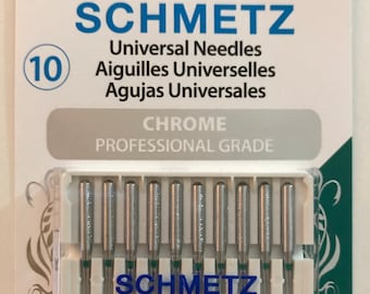 10 Schmetz Chrome Universal Sewing Machine Needles, 70/10