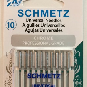 10 Schmetz Chrome Universal Sewing Machine Needles, 70/10