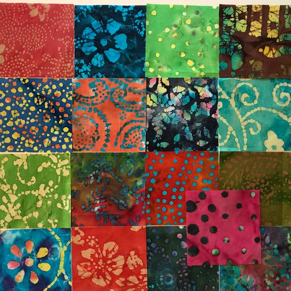 51 ~ 5 Inch Cotton Batik Fabric Quilt Squares, #1