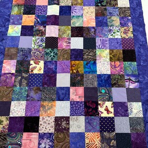 Unfinished Batik Quilt Top, 36 x 45, Shades of Purple, Crib Quilt Size image 7