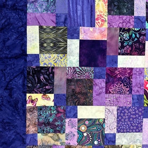 Unfinished Batik Quilt Top, 55 x 68, Purple, Quilt Tops for Sale image 5