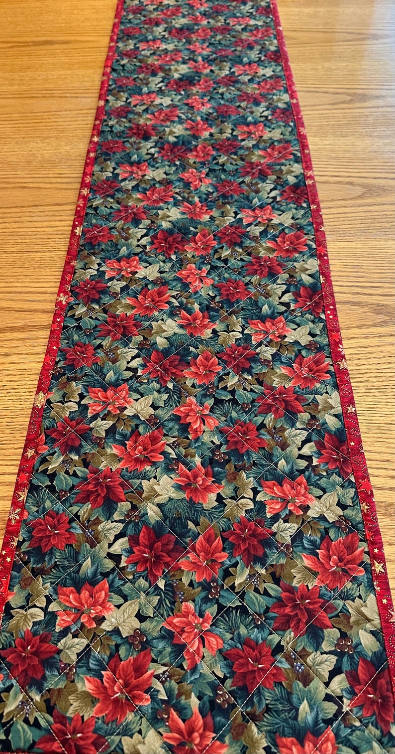 Christmas Quilted Table Runner, Handmade, 12 x 60, Table Topper image 5