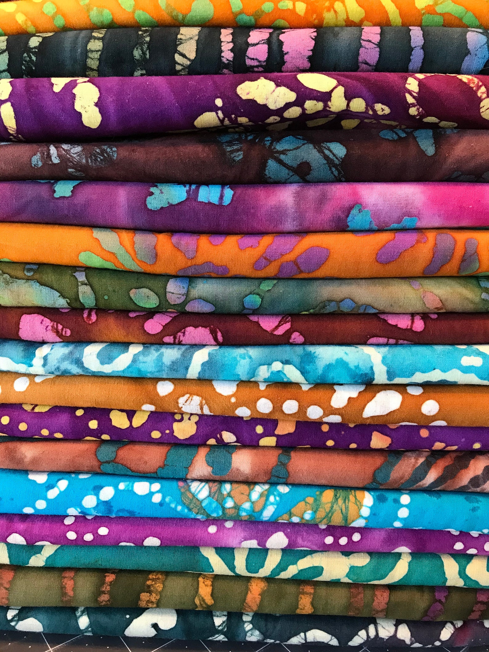 Blue & Brown Batik Fabric By The Yard Cotton Quilting Fabric Etsy