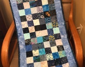 Blue Quilted Table Runner, Kitchen Decor, Modern Farmhouse