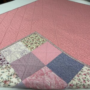 Handmade Patchwork Quilt, Pink and Purple, 36 x 45, Crib Quilt, Baby Quilt, Baby Shower Gift, Quilts for Sale image 4