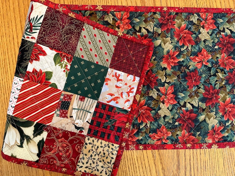 Handmade Christmas Runner, Christmas Decor, 12" x 60", Holiday Table Runner