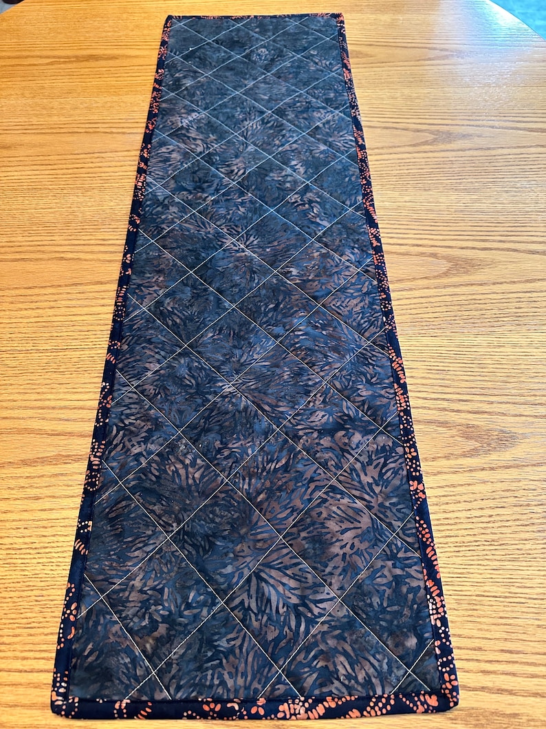 Quilted Table Runner, Black, Brown, Tan, 12 x 40, Handmade Custom Table Runner, Home Decor, Kitchen Decor, Housewarming Gift image 7