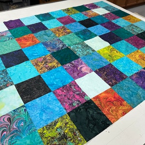 Handmade Quilt Top, Multi-Color, 36" x 45", Crib Size, Patchwork Quilt, Ready to Finish, Quilts for Sale