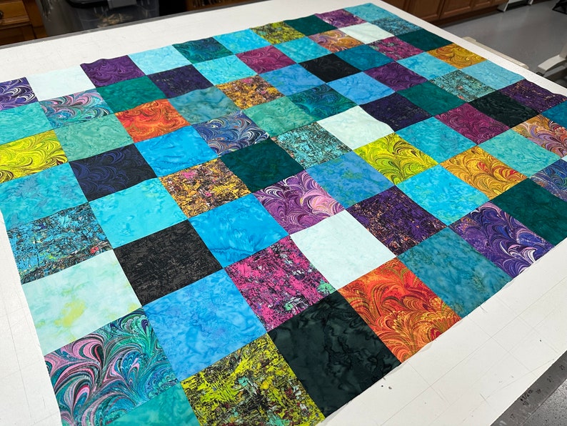 Handmade Quilt Top, Multi-Color, 36" x 45", Crib Size, Patchwork Quilt, Ready to Finish, Quilts for Sale