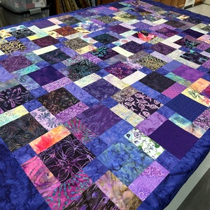 Unfinished Batik Quilt Top, 55 x 68, Purple, Quilt Tops for Sale image 4