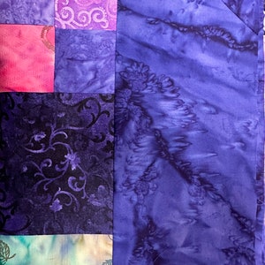 Unfinished Batik Quilt Top, 55 x 68, Purple, Quilt Tops for Sale image 9