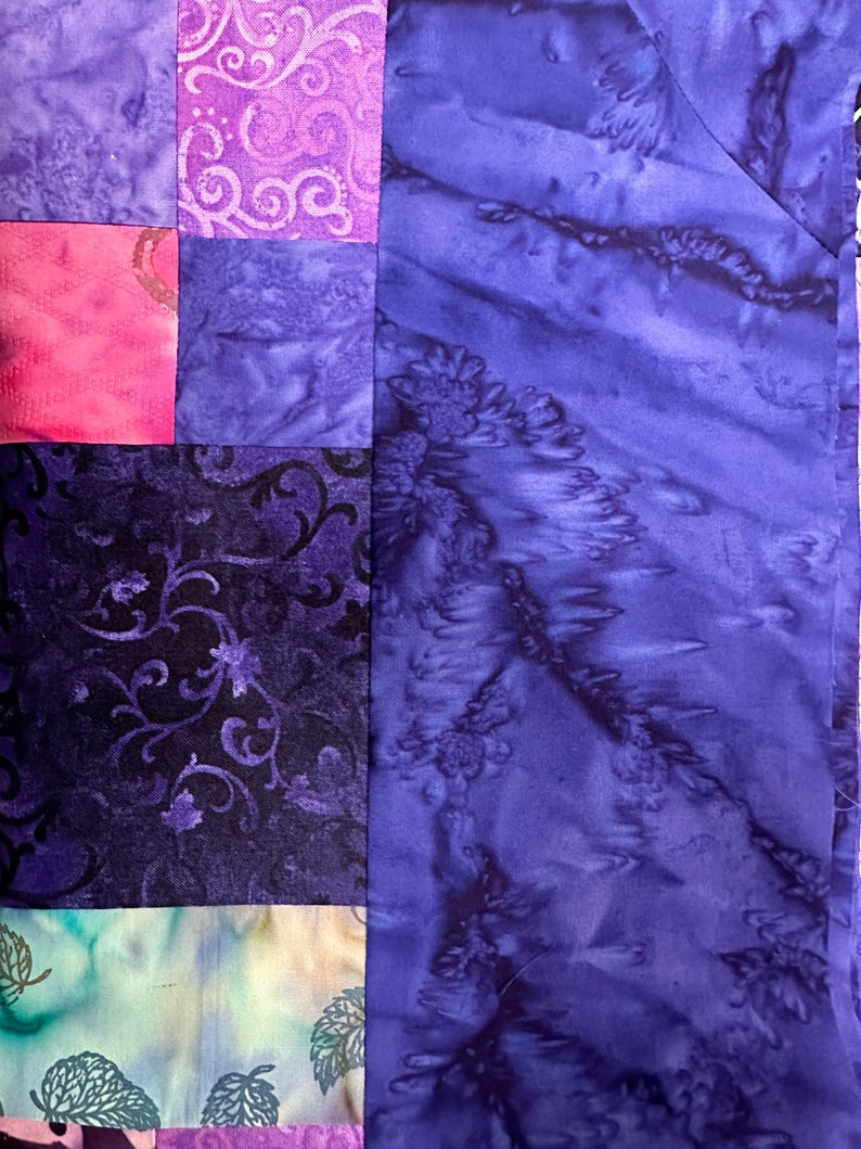 Unfinished Batik Quilt Top, 55 x 68, Purple, Quilt Tops for Sale image 9