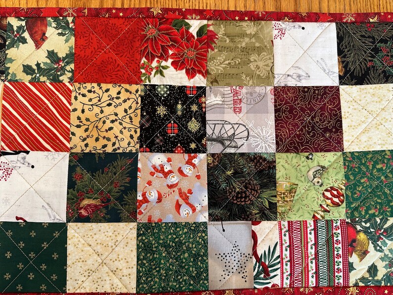 Christmas Quilted Table Runner, Handmade, 12 x 60, Table Topper image 7