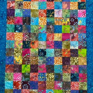 Unfinished Batik Quilt Top, Rainbow Colors, 36 x 45, Crib Quilt image 9