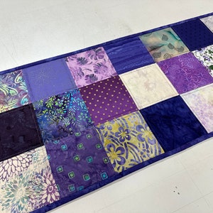 Handmade Quilted Table Runner, Purple, Table Decor Centerpiece, Home Decor, Housewarming Gift, 14" x 50"