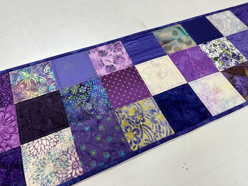 Handmade Quilted Table Runner, Purple, Table Decor Centerpiece, Home Decor, Housewarming Gift, 14" x 50"