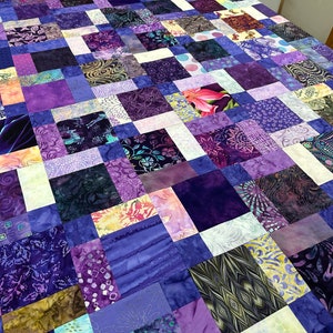 Unfinished Batik Quilt Top, 55 x 68, Purple, Quilt Tops for Sale image 6