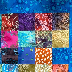 Unfinished Batik Quilt Top, Rainbow Colors, 36 x 45, Crib Quilt image 6