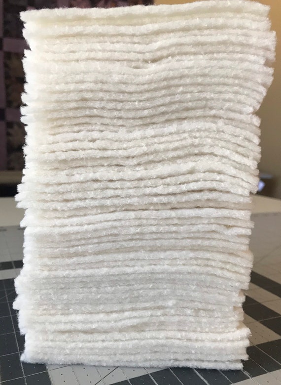 Set of 100 ~ 5" Precut Quilt Batting Squares, Rag Quilts, Quilt as you Go