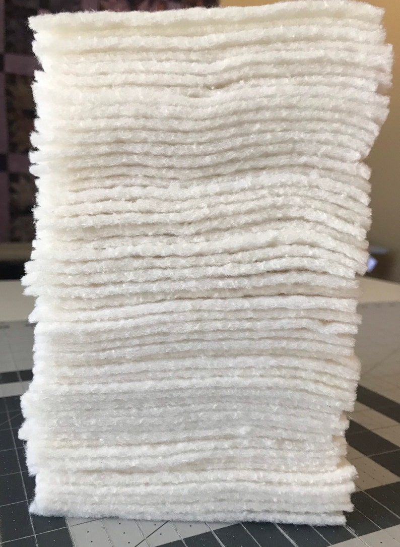 Set of 50 ~ 5" Precut Quilt Batting Squares, Rag Quilts, Hobbs Heirloom Batting