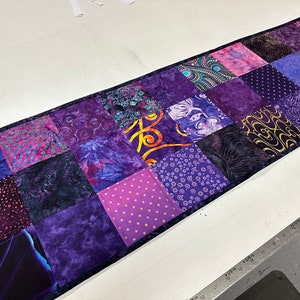 Handmade Quilted Table Runner, Purple, Table Decor Centerpiece, Home Decor, Housewarming Gift, 14" x 50"