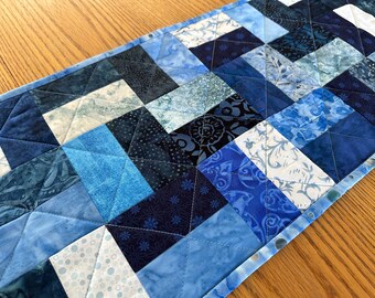 Handmade Custom Table Runner, Shades of Blue, Housewarming Gift, Home Decor