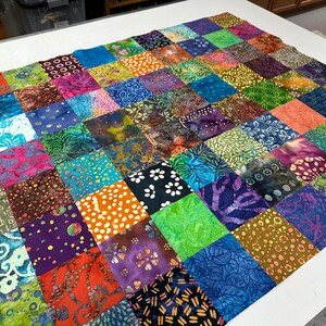 Handmade Batik Unfinished Quilt Top, Multi-Color, 36 x 45, Pieced Quilt Top image 2