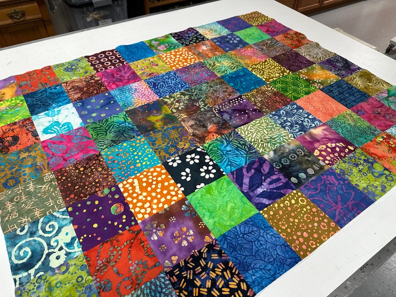 Handmade Batik Unfinished Quilt Top, Multi-Color, 36 x 45, Pieced Quilt Top image 2