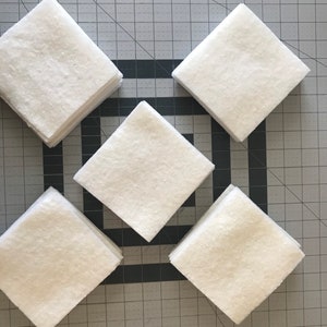 Set of 50 ~ 5" Precut Quilt Batting Squares, Rag Quilts, Hobbs Heirloom Batting