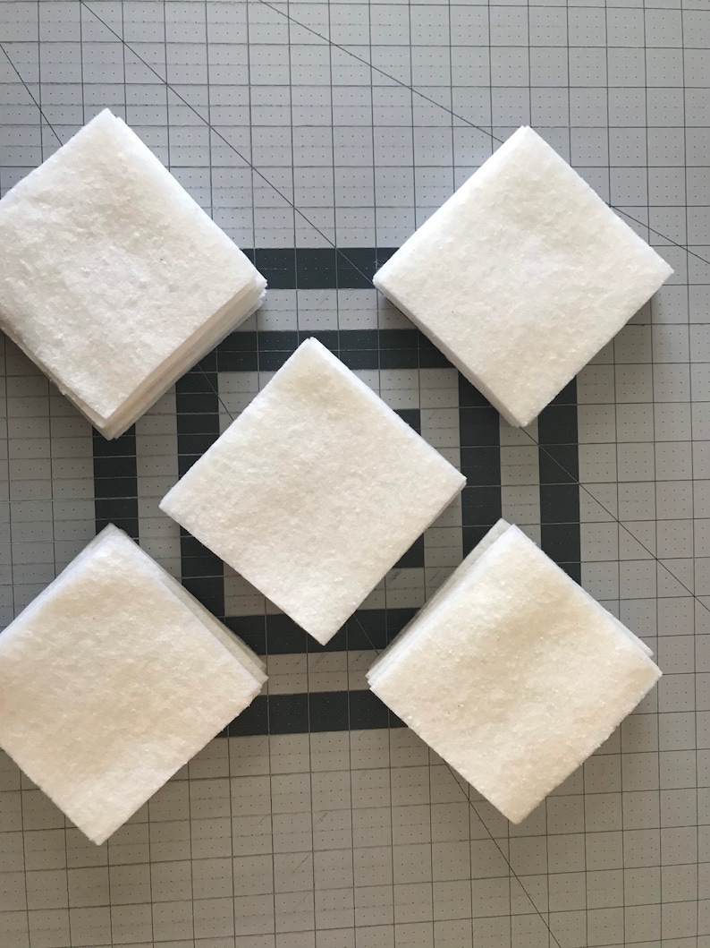 Set of 50 ~ 5" Precut Quilt Batting Squares, Rag Quilts, Hobbs Heirloom Batting