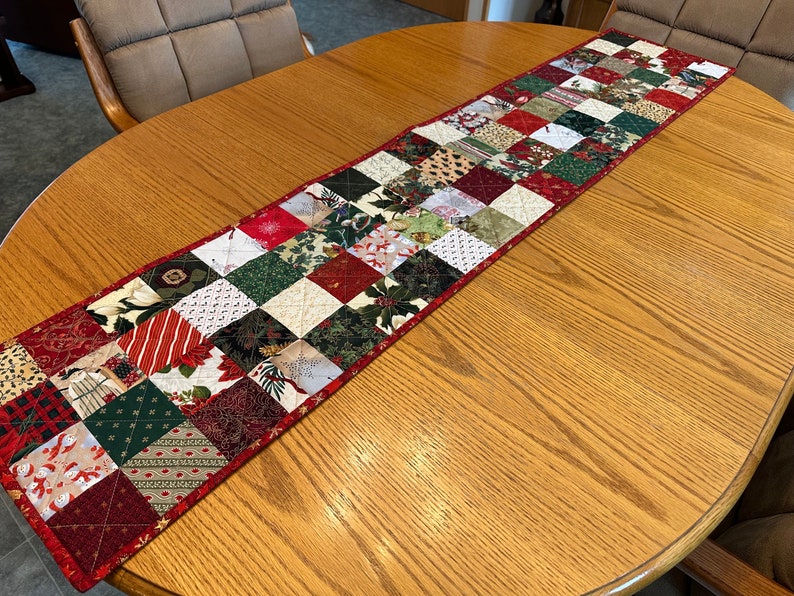 Handmade Christmas Runner, Christmas Decor, 12" x 60", Holiday Table Runner