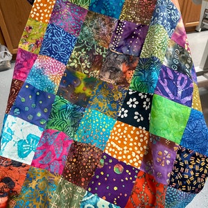 Handmade Batik Unfinished Quilt Top, Multi-Color, 36 x 45, Pieced Quilt Top image 1