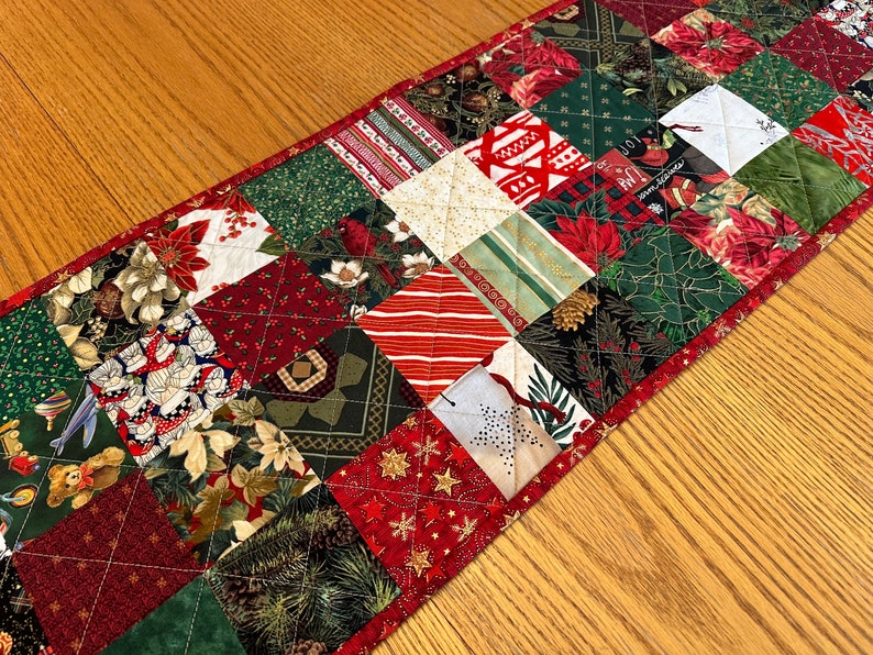 Handmade Christmas Runner, Christmas Decor, 12 x 60, Quilted Table Runner image 10