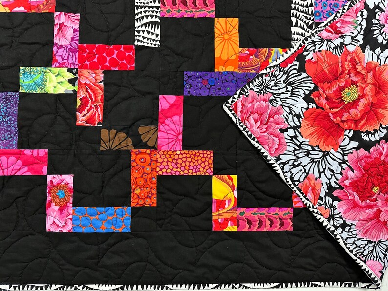 Modern Lap Quilt, 53 x 66, Kaffe Fassett Fabrics, Handmade Quilts For Sale image 5