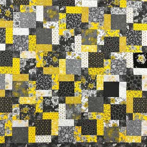 Unfinished Quilt Top, Grey & Yellow, 55 x 68, Quilt Tops for Sale image 1