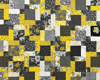 Unfinished Quilt Top, Grey & Yellow, 55" x 68", Quilt Tops for Sale