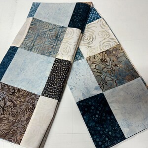 Unfinished Quilt Top in Blue and Brown Batiks, 36 x 45, Ready to Finish image 4