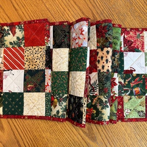 Christmas Quilted Table Runner, Handmade, 12 x 60, Table Topper image 3