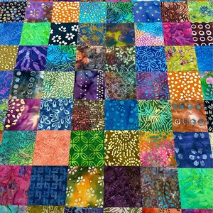Handmade Batik Unfinished Quilt Top, Multi-Color, 36 x 45, Pieced Quilt Top image 3