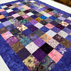 Unfinished Batik Quilt Top, 36 x 45, Shades of Purple, Crib Quilt Size image 9